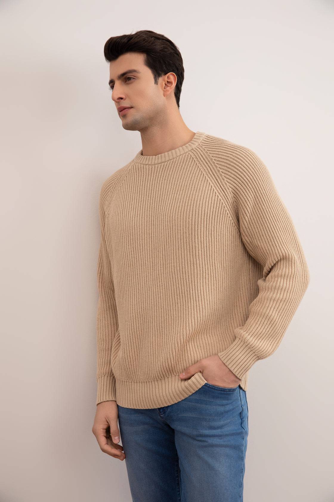 Tan English Rib Crewneck