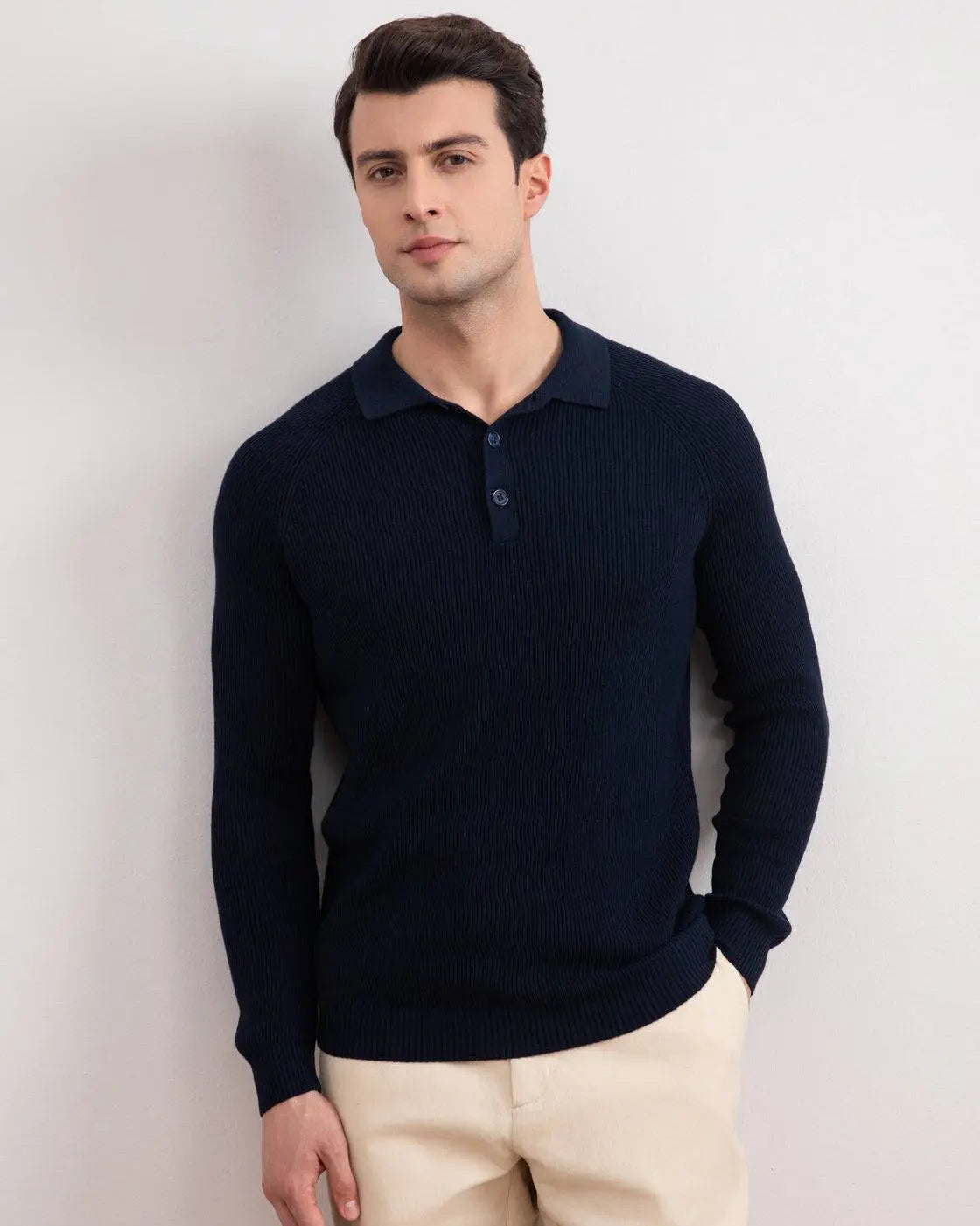 Navy English Rib Polo Shirt