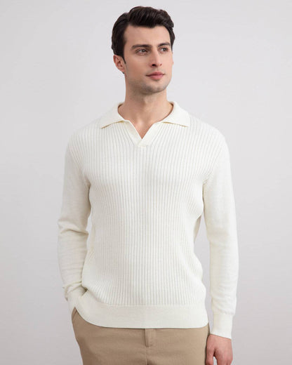 Off-White Striped Open Polo Shirt
