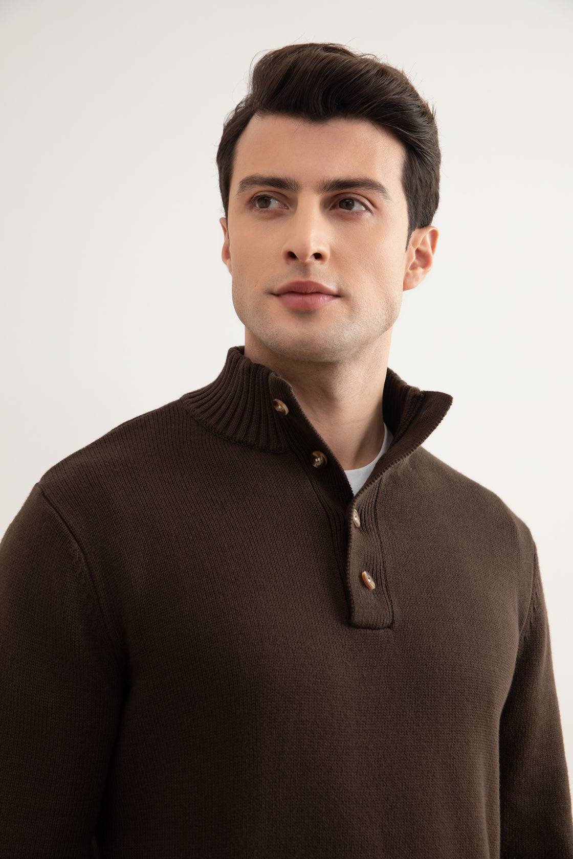 Brown Winter Button Sweater