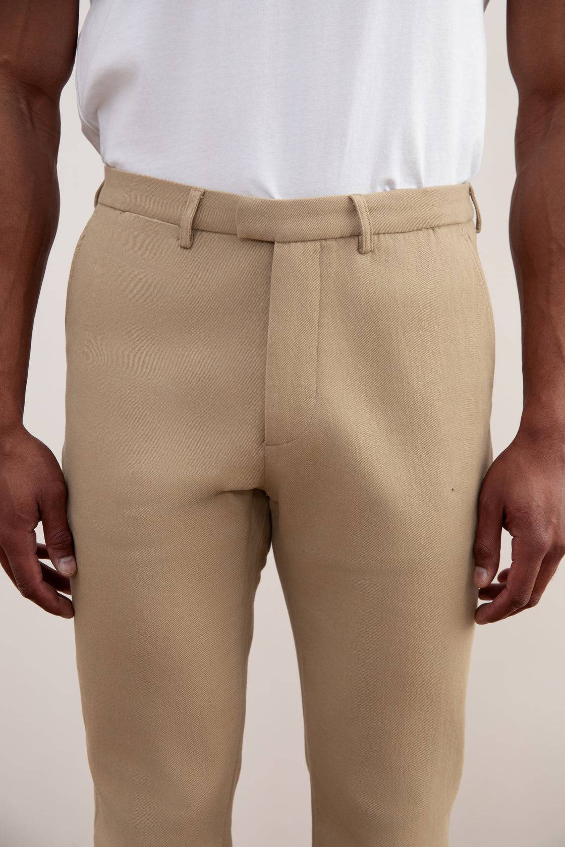 Tan Straight-Fit Winter Pants