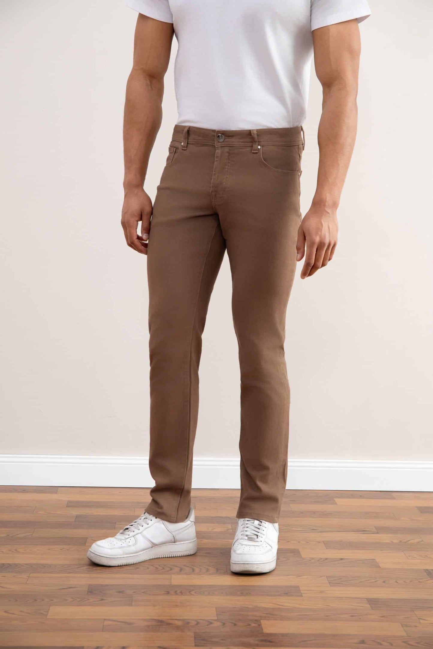 Dark Taupe Stretch Five-pockets Jeans