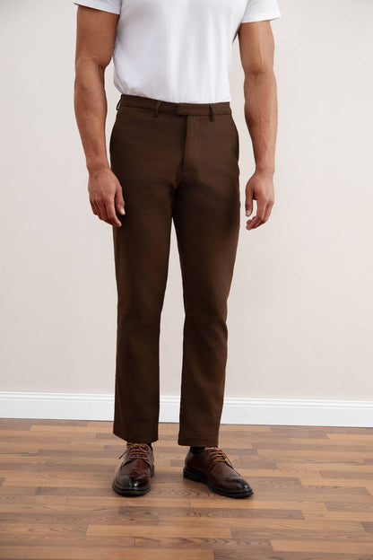 Dark Brown Straight-Fit Winter Pants
