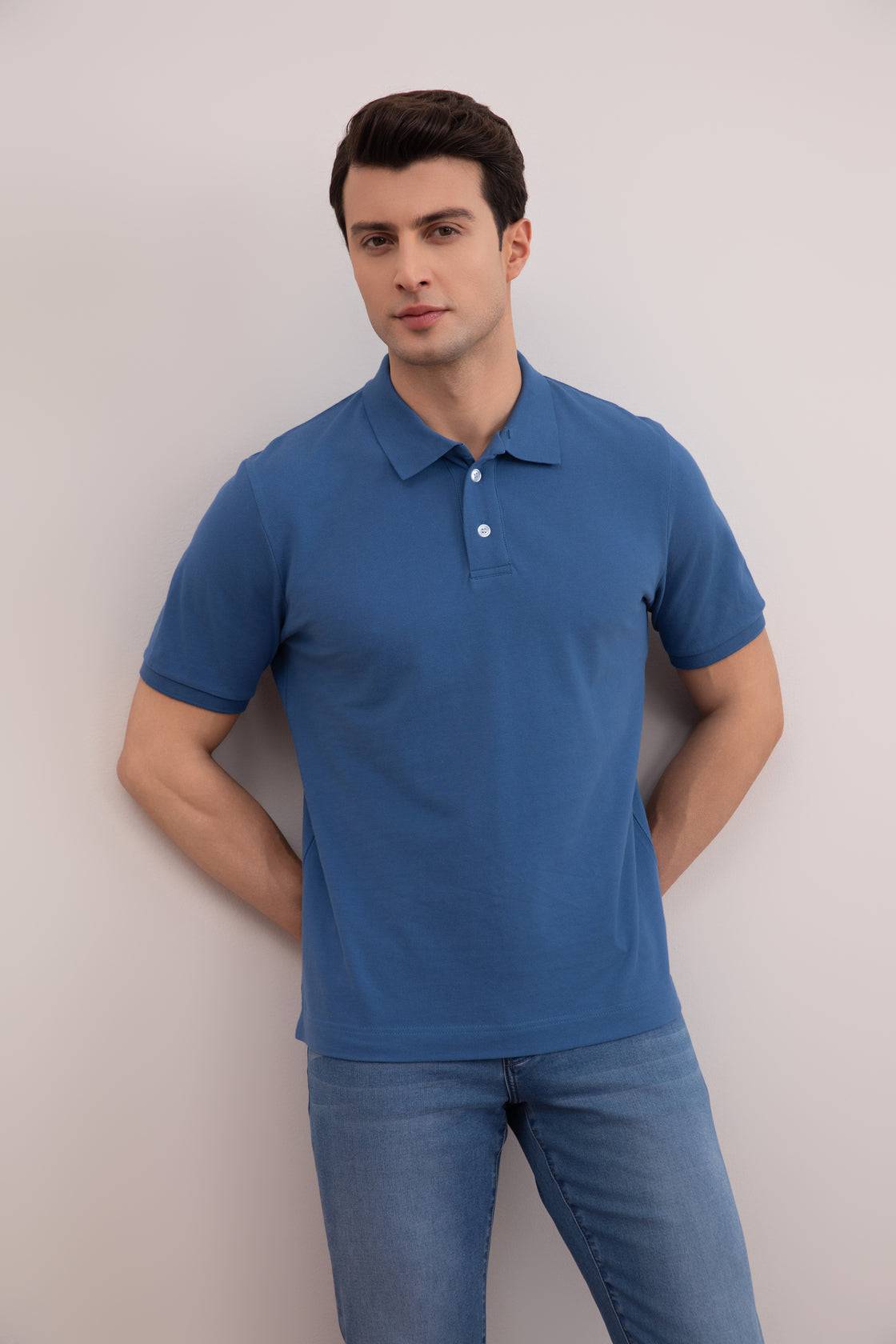 Blue Cotton-Piqué Polo Shirt