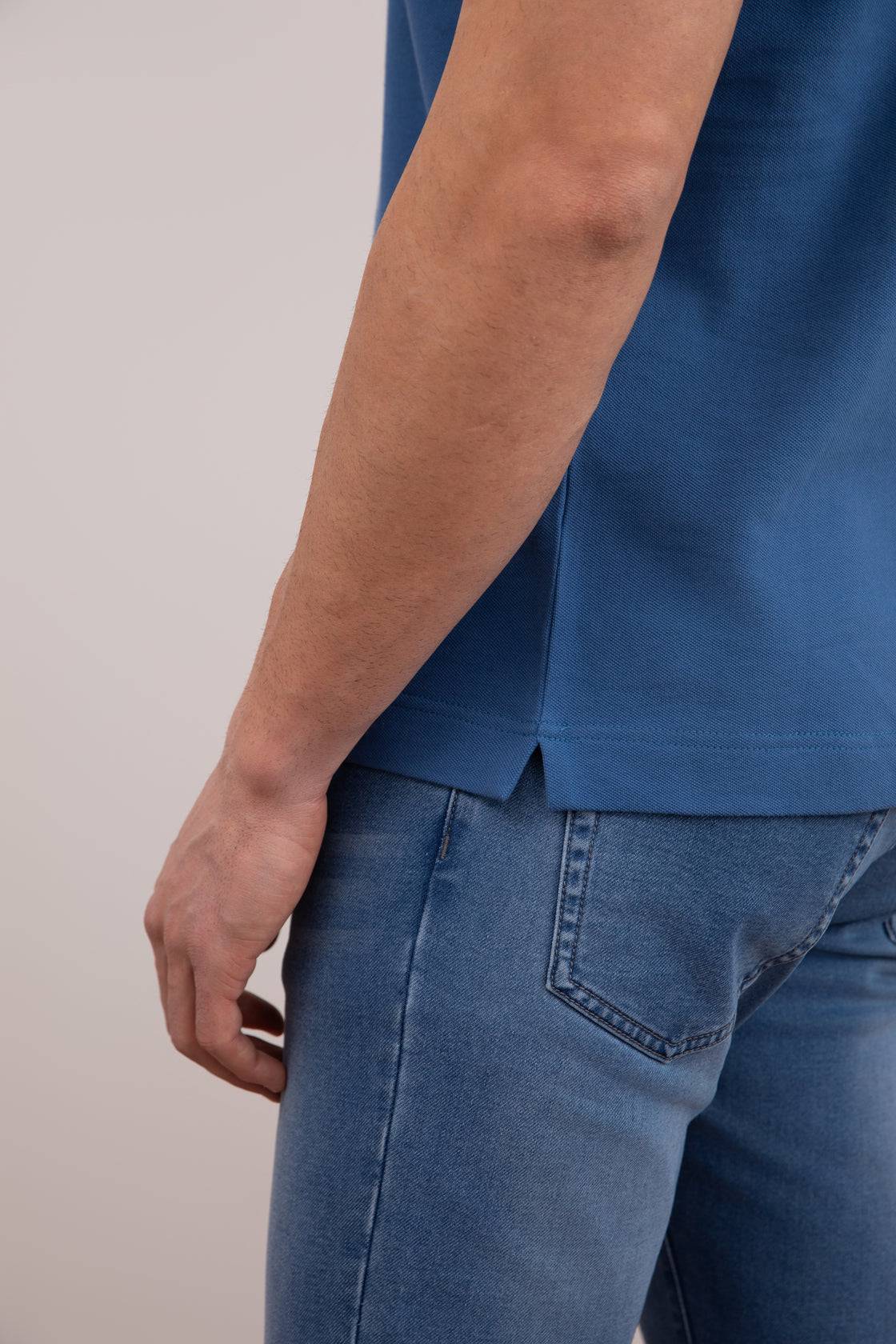 Blue Cotton-Piqué Polo Shirt