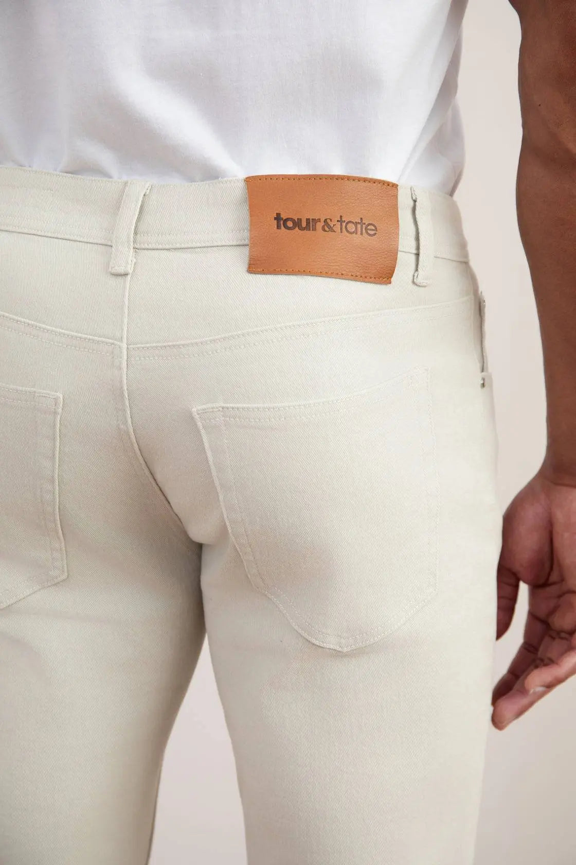White Stone-washed Stretch Five-pockets Jeans