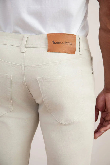 White Stone-washed Stretch Five-pockets Jeans