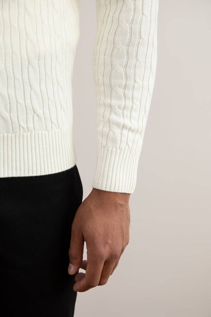Off-White Cable Knit half-zip Sweater