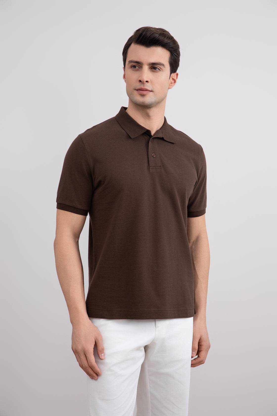 Brown Cotton-Piqué Polo Shirt