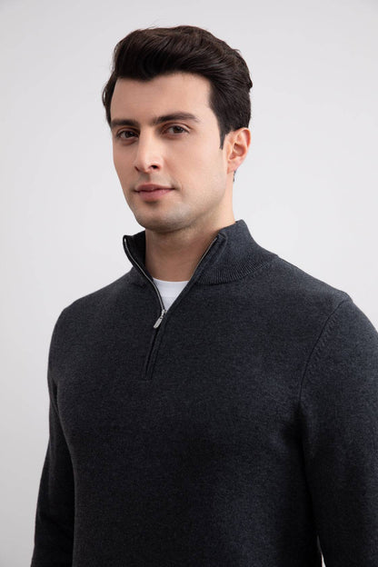 Charcoal Half-Zip Sweater
