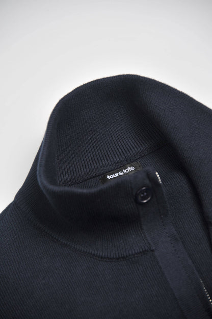Navy Half-Zip Mock Neck Sweater