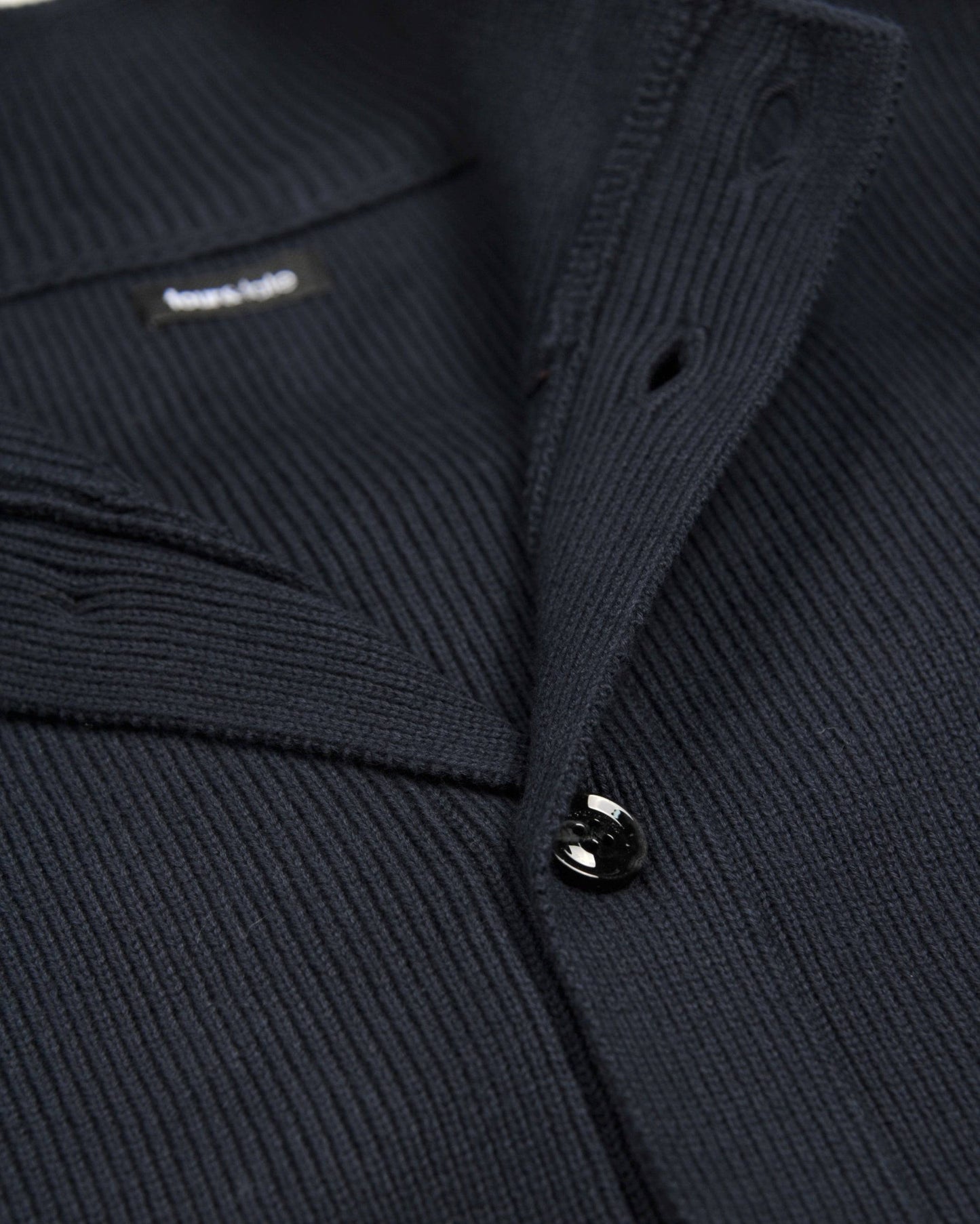 Navy Ribbed Button Closure Cardigan
