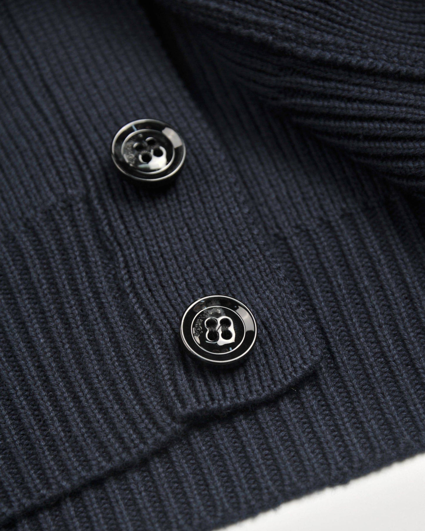 Navy Ribbed Button Closure Cardigan